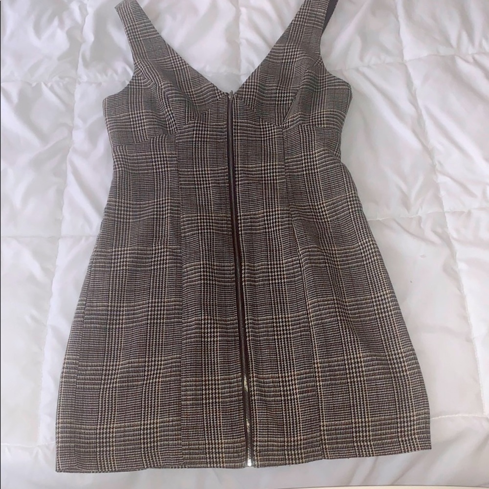 Plaid pinafore mini dress